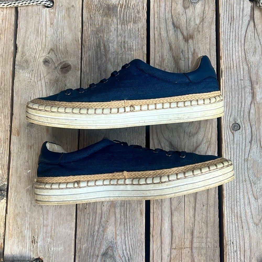 Sam Edelman Kavi Platform Espadrille Sneakers Denim Blue 8.5 Rope Sole - Picture 9 of 16